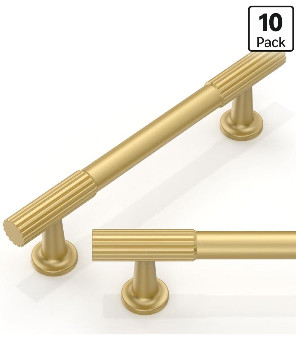 Talentedeco Brushed Gold Cabinet Pulls 4" 102mm 10 Pack Handles